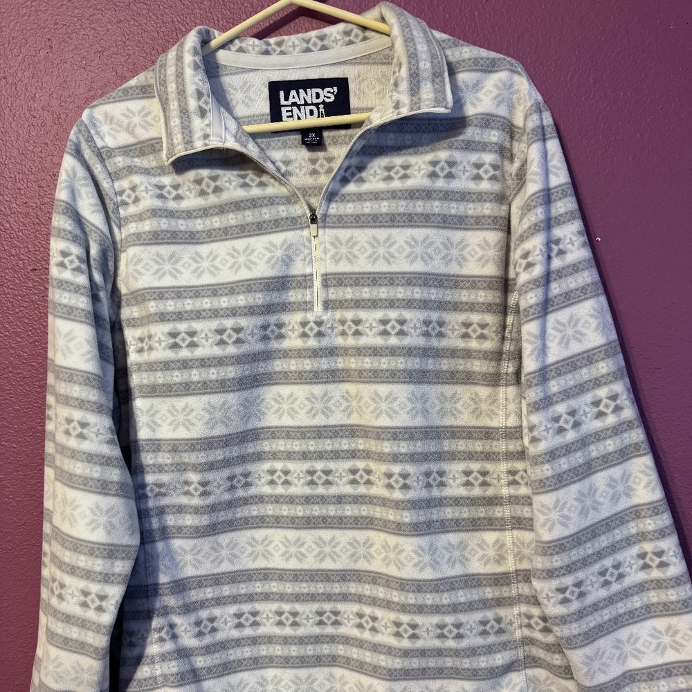 Lands End Anyweather Fleece Quarter Zip Pullover